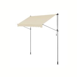 300 x 120 cm Manual Retractable Awning for Balcony Beige
