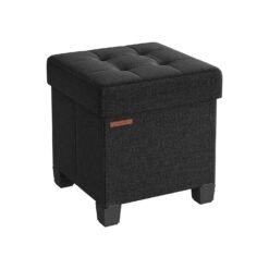 38 x 38 cm Foldable Storage Ottoman with Feet Ink Black