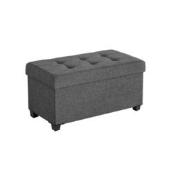 38 x 76 x 40 cm Foldable Storage Ottoman Bench Dark Grey