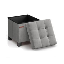 Storage Ottoman Foldable Small Ottoman Foot Rest 38 x 38 cm Dove Grey