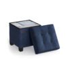 Storage Ottoman Foldable Small Ottoman Foot Rest 38 x 38 cm Midnight Blue