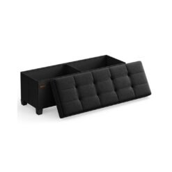 Storage Ottoman Bench Foldable Ottoman with Legs 38 x 110 x 40 cm Ink Black