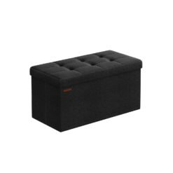 38 x 76 x 38 cm Foldable Small Storage Ottoman Ink Black