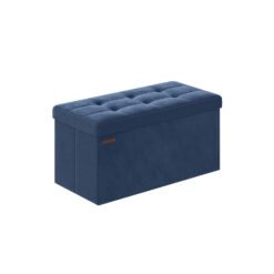 38 x 76 x 38 cm Foldable Small Storage Ottoman Dark Blue