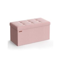 38 x 76 x 38 cm Foldable Small Storage Ottoman Jelly Pink