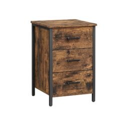 Bedside Table with 3 Drawers Rustic Brown and Black