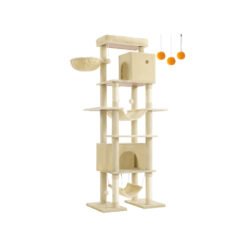201 cm Tall Cat Tree XXL Large with Scratching Posts Light Grey