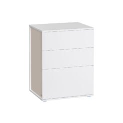Bedside Table, Toolless, Matte White and Cappuccino Beige