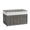 Laundry Basket, 105L Synthetic Rattan Storage Basket with Lid and Handles, Wicker, Foldable, Removable Liners, for Blankets, Clothes, Living Room, Bedroom, Laundry Room, Grey RST066G01