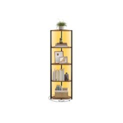 5-Tier Corner Shelf with Adjustable LED Lights Rustic Brown