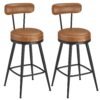 Modern Swivel Bar Stools Set of 2 - Mid-Century Leather Counter Chairs 65cm for Kitchen & Home Bars