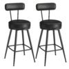 Modern Swivel Bar Stools Set of 2 - Mid-Century Leather Counter Chairs 65cm Tall for Kitchen & Home Bars
