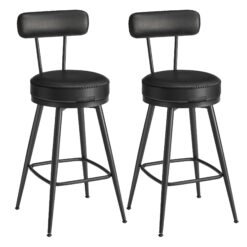 Modern Swivel Bar Stools Set of 2 - Mid-Century Leather Counter Chairs 65cm Tall for Kitchen & Home Bars