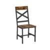 2 Industrial Dining Chairs with Steel Frame & Ergonomic Design, Rustic Brown & Black