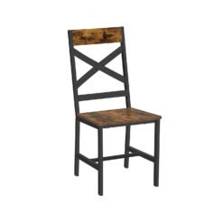 2 Industrial Dining Chairs with Steel Frame & Ergonomic Design, Rustic Brown & Black
