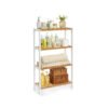 Bamboo Storage Shelf 4-Tier Shelving Unit 26 x 60 x 100 cm White and Natural