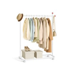 Clothes Rail on Wheels with 1 Clothes Hanging Rail Matte White