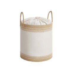 Laundry Hamper 60 L with Lid Handles Drawstring Camel Brown