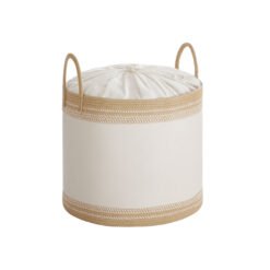 Laundry Hamper 90 L with Lid Handles Drawstring Camel Brown