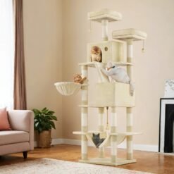 XL Cat Tree Tower for Multi-Cat Households, Beige
