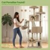 Large Cat Tree with 13 Scratching Posts, 2 Perches, Hammock