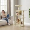 Cat Tree for Indoor Cats, Multi-Level Cat Condo with 4 Scratching Posts, 2 Perches