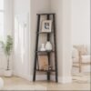 Corner Shelf, 4-Tier Corner Bookshelf, Storage Shelving Unit with Steel Frame