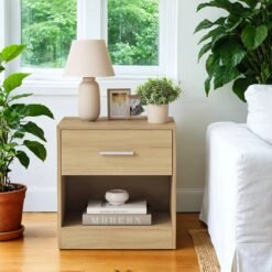 Bedside Table, Side Table with Drawer, Handle