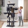 Large Cat Tree, Cat Tower, Multi-Level Cat Condo with 2 Caves