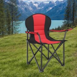Camping Chair, Folding Outdoor Chair with Padded Seat, Cup Holder