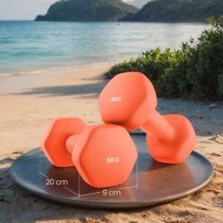 Set of 2 Neoprene Hex Dumbbells, 2 x 3 kg, with Dumbbells Bars