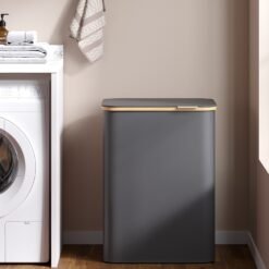 Laundry Basket with Lid, 2-Section Large Laundry Hamper, 130 L