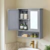 Bathroom Cabinet with Mirror, Wall Cabinet with 2 Mirrored Doors, Adjustable Shelf