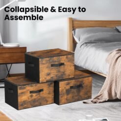 Foldable Storage Organiser Boxes, Set of 3 Storage Basket Bins with Handles, Clothes Organiser