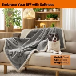 Waterproof Dog Blanket, Sherpa Fleece Pet Blanket, Machine Washable