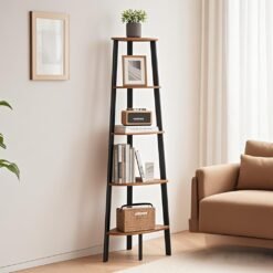 VASAGLE Corner Shelf Unit, 5-Tier Corner Shelf, Ladder Shelf for Living Room