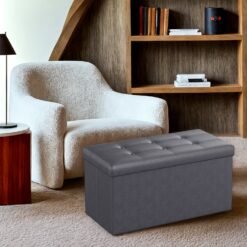 Storage Ottoman Bench, Foldable Foot Rest, 38 x 76 x 38 cm