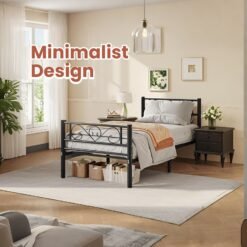Single Bed Frame, Metal Bed Frame, Fits 190 x 90 cm Mattress