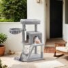 Small Cat Tree Tower with Sisal Scratching Posts, Light Grey