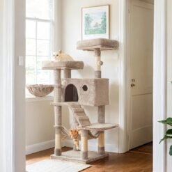 Plush Cat Condo with Sisal Posts, Gradient Brown