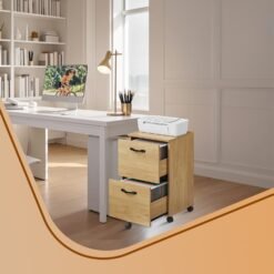 File Cabinet for Home Office, Filing Cabinet with 2 Drawers, Rolling Printer Stand with Hanging Rail for A4