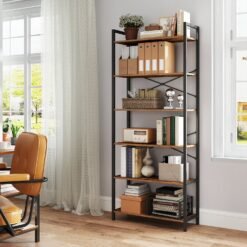 Storage Rack with 6 Tiers, Book Shelf, 30 x 80 x 186 cm, for Study, Living Room, Bedroom, Brown