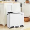 Triple Compartment Pedal Bin, 54 L Recycling Waste Bin with Soft-Close Lids and Handles, for Kitchen, White
