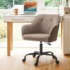 Desk Chair with Armrests, Loads 110 kg, for Home Office, Study, Bedroom, Adjustable Office Chair, Brown