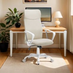 Ergonomic Desk Chair, Swivel Office Chair, Adjustable Height, Tilt Function, Load 120 kg, Beige