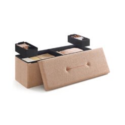 Folding Storage Ottoman 38 x 110 x 38 cm with Removable Lid Camel Brown