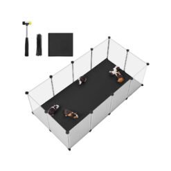 Pet Playpen with Floor Removable Oxford Fabric Mat 143 x 73 x 46 cm White