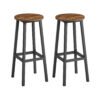 Bar Stools Set of 2 Kitchen Stools 74 cm High Rustic Brown and Black