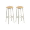 Bar Stools Set of 2 Kitchen Stools 74 cm High Golden Oak and White