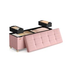Storage Ottoman 38 x 110 x 40 cm 112 L Velvet Surface Jelly Pink